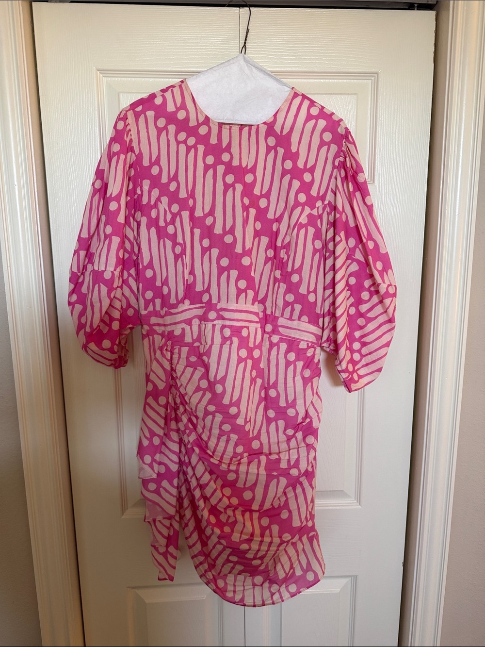 RHODE Pia Dress Pink and Cream Abstract Print Dress